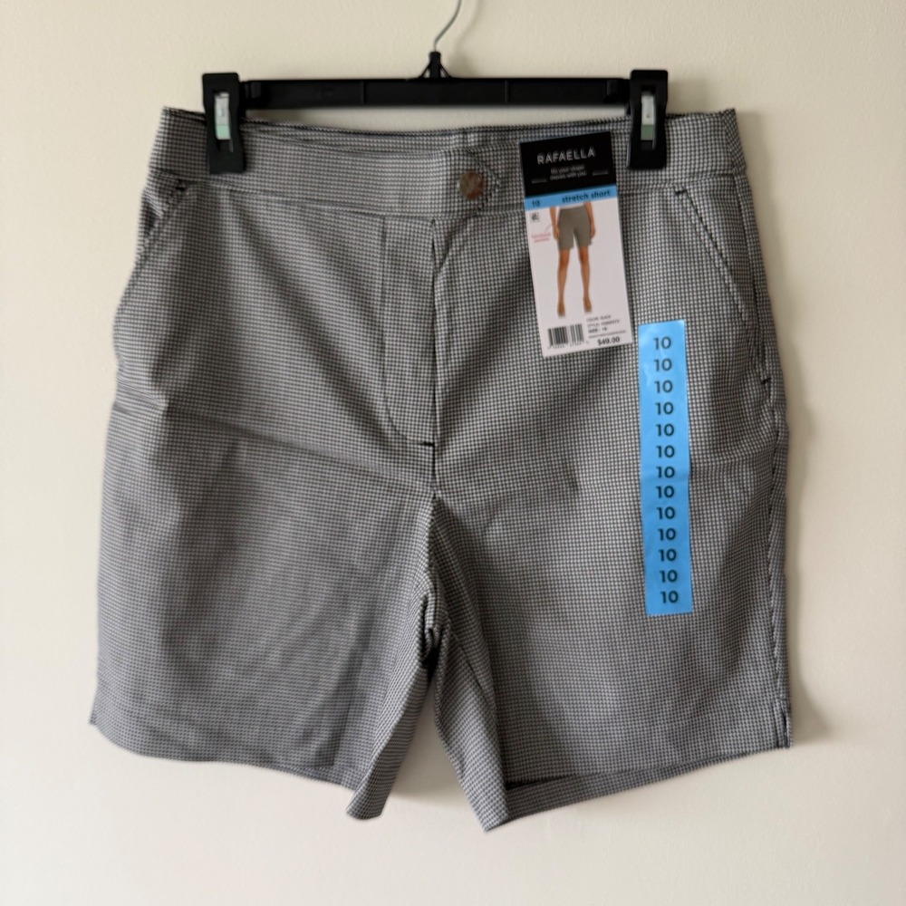 Rafaella Womens Black White Houndstooth Stretch Shorts Size 10 NWT